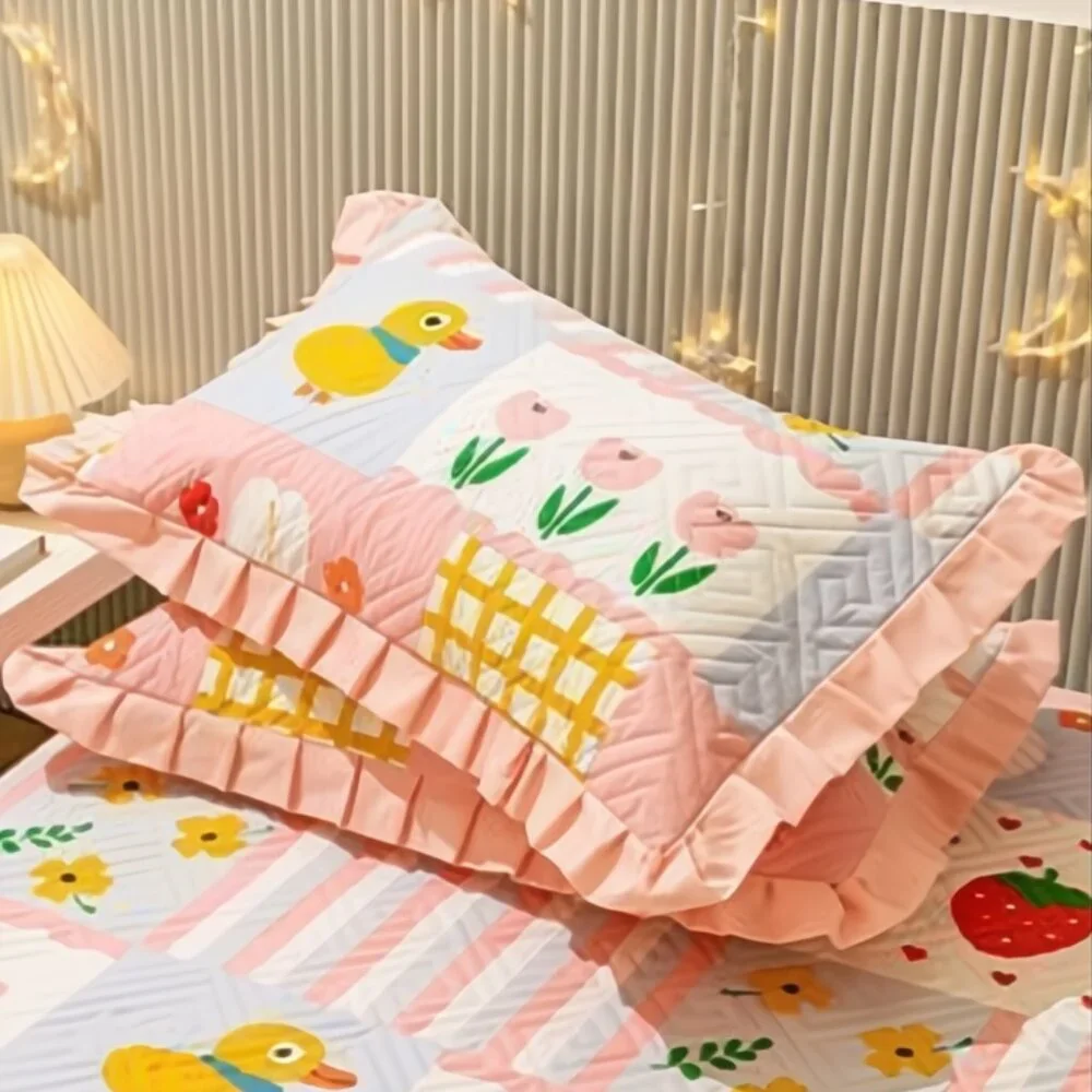 Rabbits Strawberry Bedding Set | Quilt Bedsheet Pillowcase Kid Room Bedroom #776